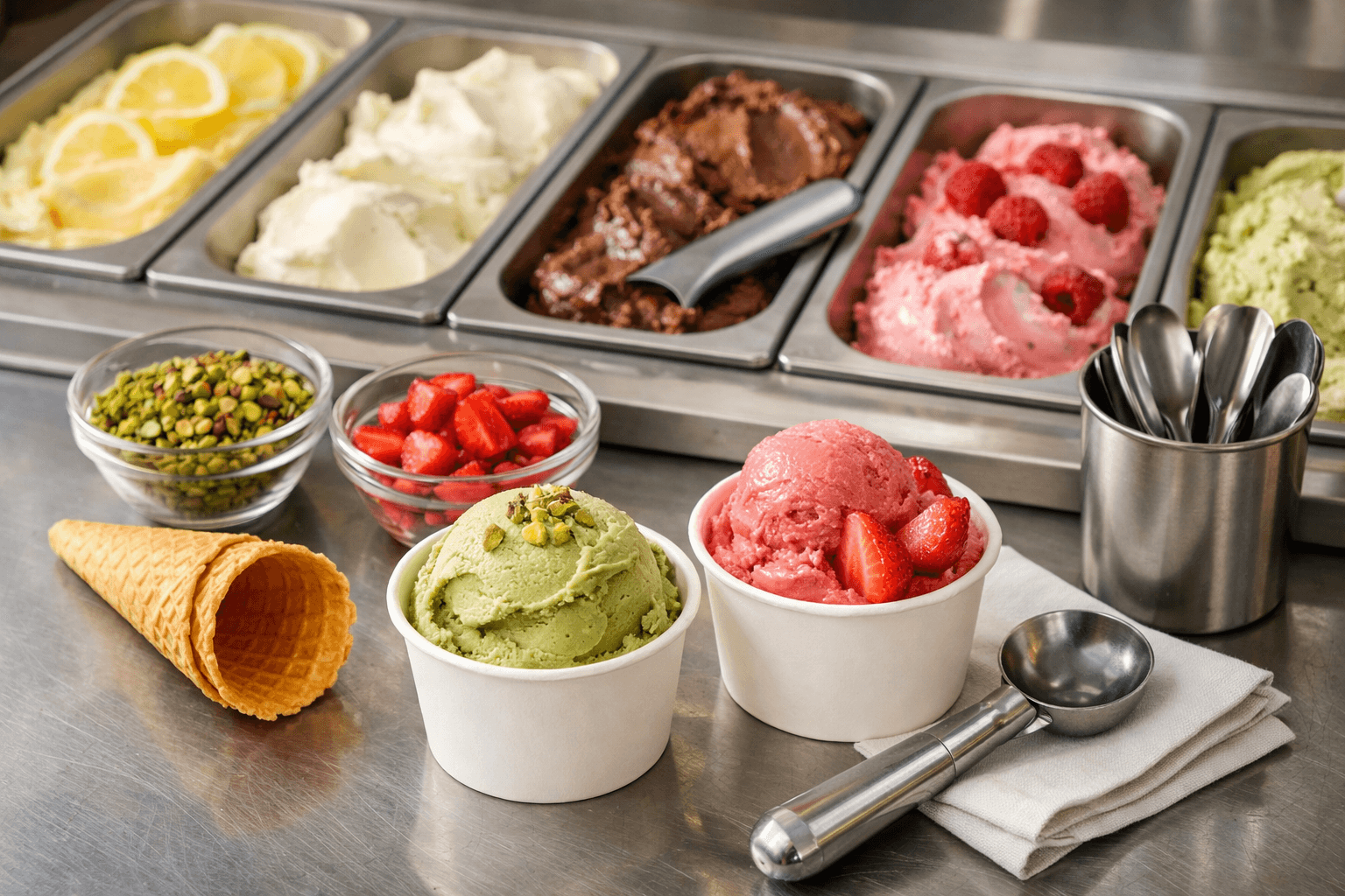 SOP vận hành quầy kem Ý Gelato: Checklist mở quầy