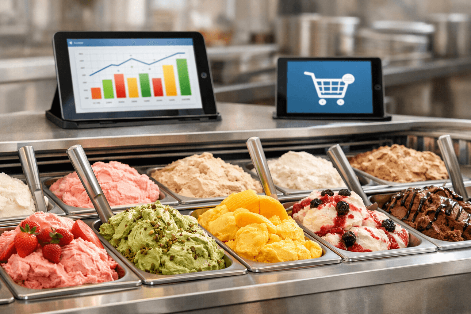 Gelato counter and online sales data monitoring screen in the domestic market 2026